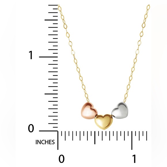 10k Gold Tri-Color Heart Necklace - Picture 4 of 6